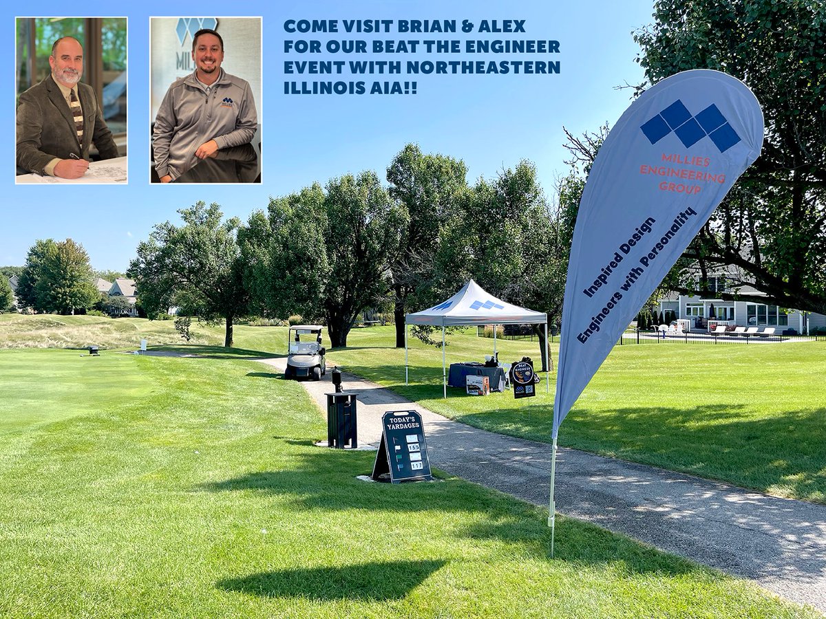 It's a beautiful day for some golfing and networking at Eagle Brook Country Club!
Think you can beat our engineers? Millies Engineering Group is being represented by Brian Kottman and Alex Gidcumb - don't miss your chance to win the grand prize of a brand new Blackstone griddle!