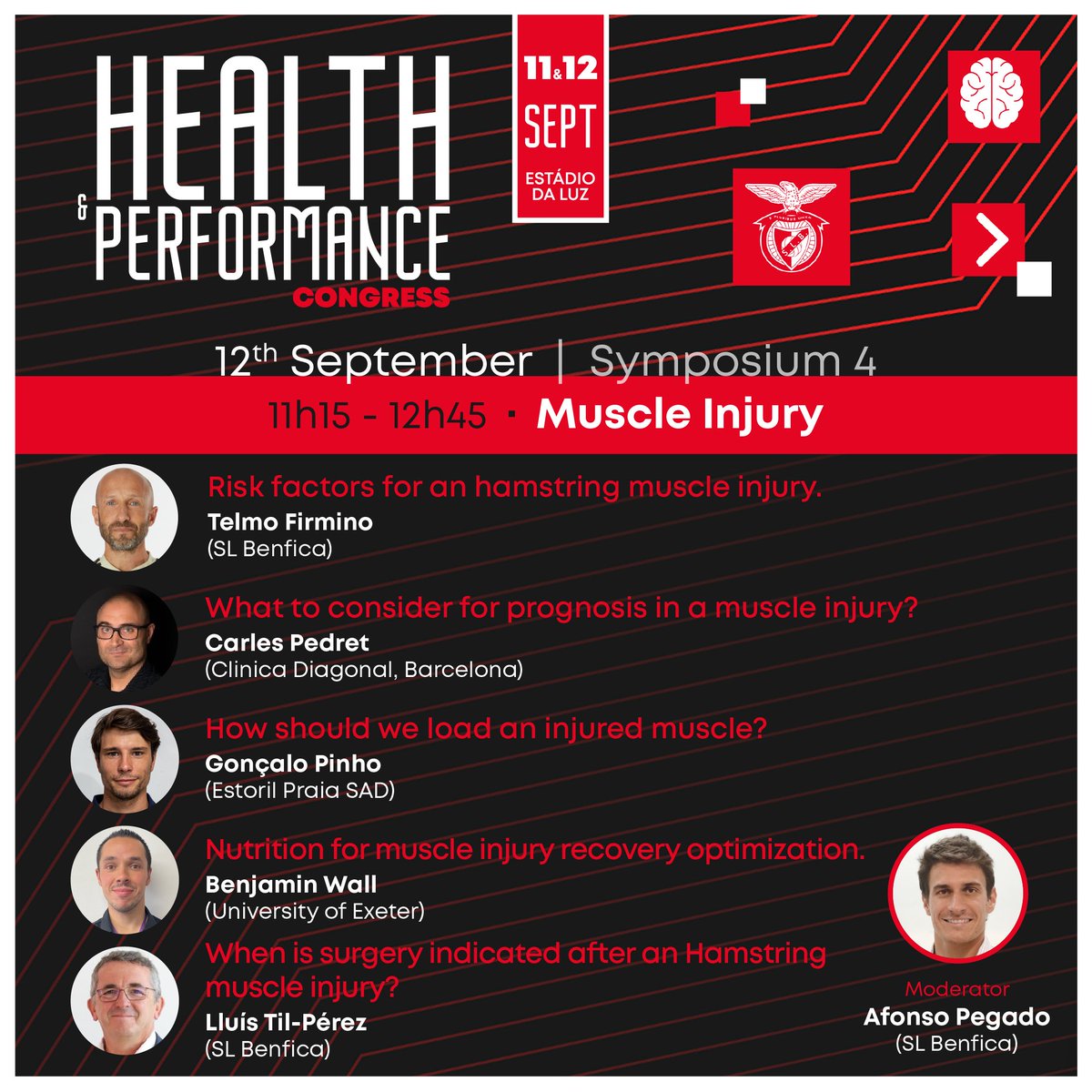 TelmoFirmino's tweet photo. 🚨Health &amp; Performance Congress 2023 by SL Benfica.

🗣️ Join us in Lisbon on September 12th at 11h15 to discuss Muscle Injury.

🌐 Website: https://t.co/360eVODrDA

🔗 Registration: https://t.co/3sIOEaYpdn

#SLBenfica #health&amp;performance2023 #lisbon #MuscleInjury https://t.co/Bn31Ez5pxS
