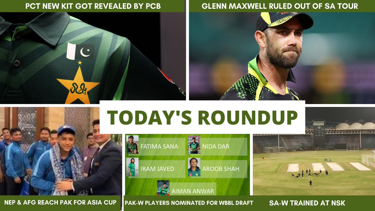 🧵ARD Roundup:
Fair to say, Pakistan has been the epicenter of today's cricketing updates⭐️💥🏏

#PAKWvSAW #WearYourPassion #SAvsAUS #AsiaCup2023 #ShaheenAfridi #NidaDar #GlennMaxwell #TheHundred2023