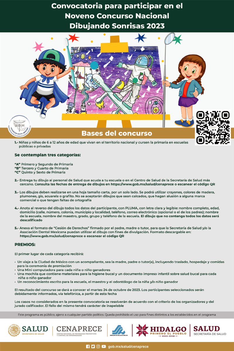 Salud_Hidalgo's tweet photo. 👉🏼 Te compartimos la Convocatoria para participar en el Noveno Concurso Nacional Dibujando Sonrisas 2023. 😁

#ResultadosQueMejoranVidas #PrimeroElPueblo https://t.co/Dzxh42piYW