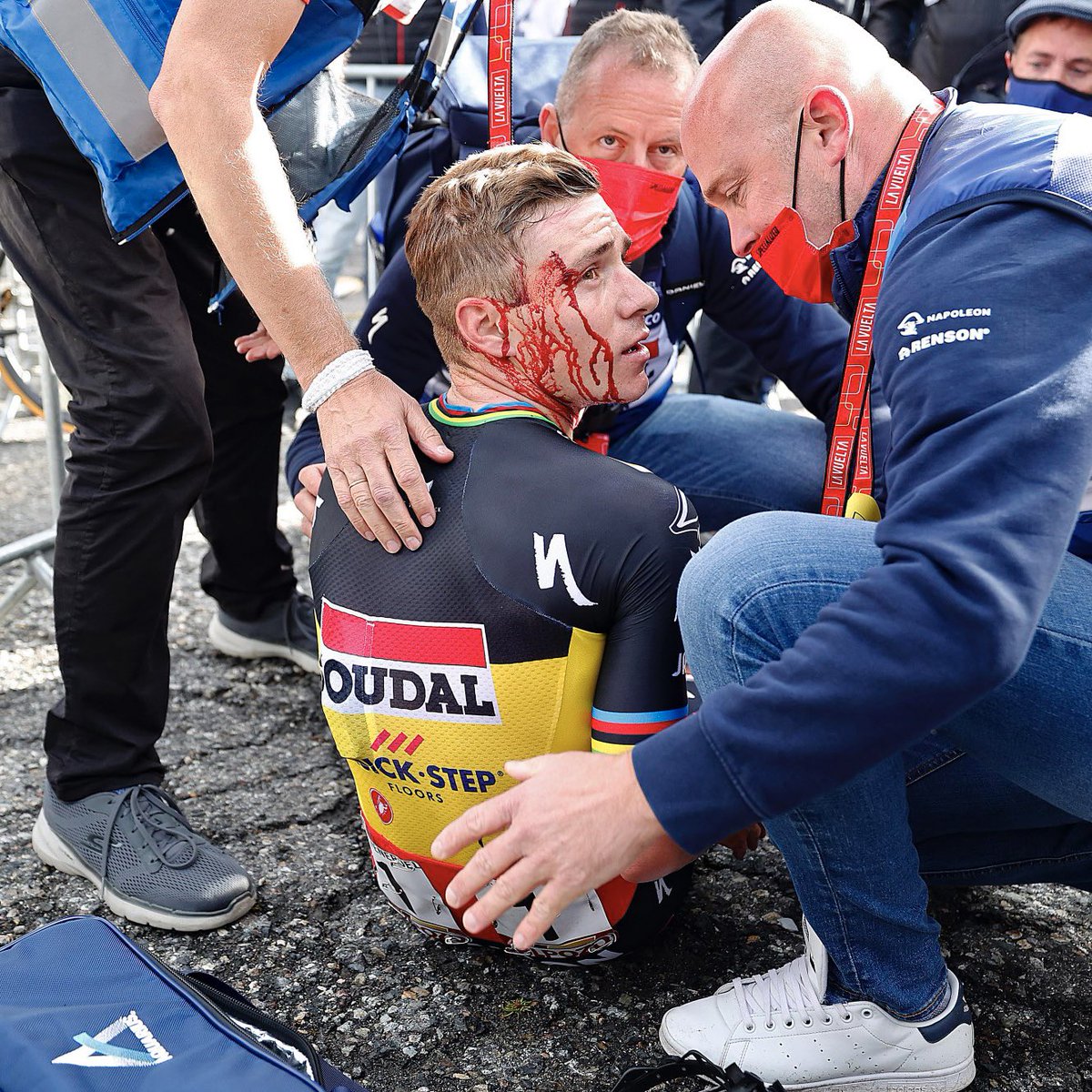woutvanart's tweet photo. the first three stages of the vuelta are like a superhero movie where they show you what broke the villain in his younger years and made him what you see later https://t.co/QaJT4lPgca