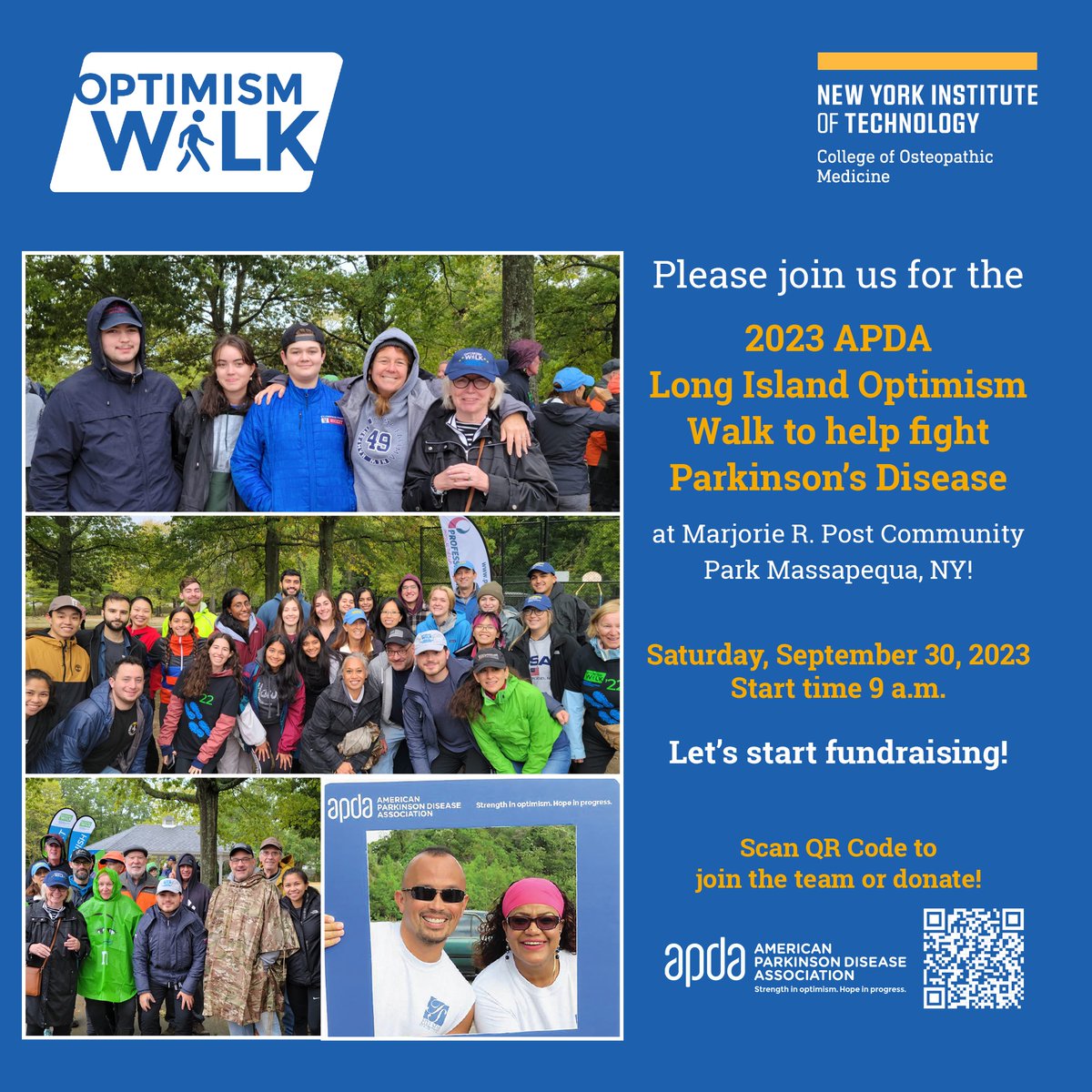 NYITCOMDO's tweet photo. The @NYITPDCenter team will be walking to help raise money for the APDA Optimism Walk on Long Island to help fight Parkinson’s disease!
Join our team or donate - click here https://t.co/8f6gbTZfyy
#parkinsons #apda #optimismwalk https://t.co/VZC6nq7r3F