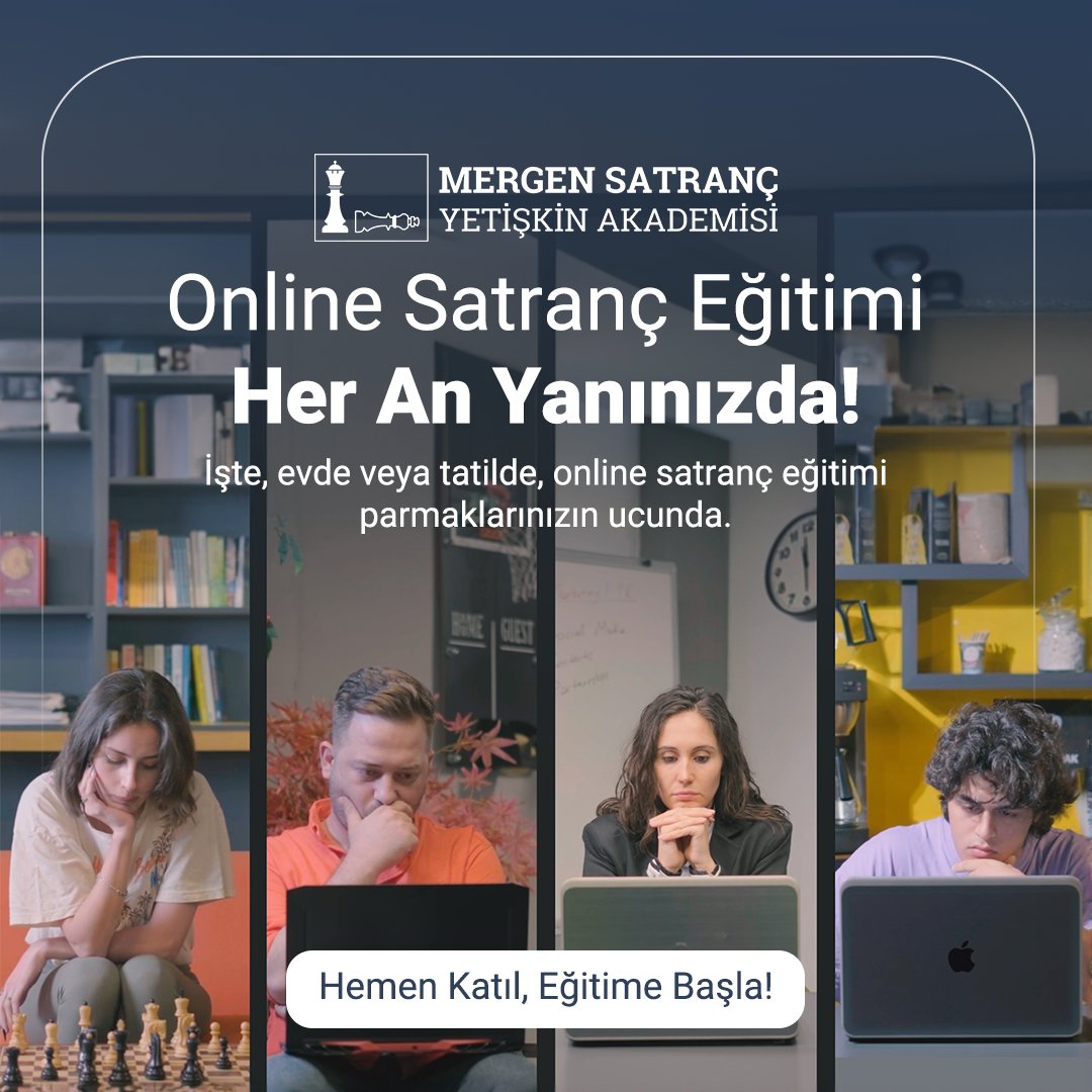 Mergen Satranç (@mergensatranc) on Twitter photo Zaman ve mekan sınırları artık yok!
Online satranç eğitimlerimiz ile her an her yerden satrancınızı hızla ilerletin! 🎯
#MergenSatrançYetişkinAkademisi #satranç Zaman ve mekan sınırları artık yok!
Online satranç eğitimlerimiz ile her an her yerden satrancınızı hızla ilerletin! 🎯
#MergenSatrançYetişkinAkademisi #satranç
