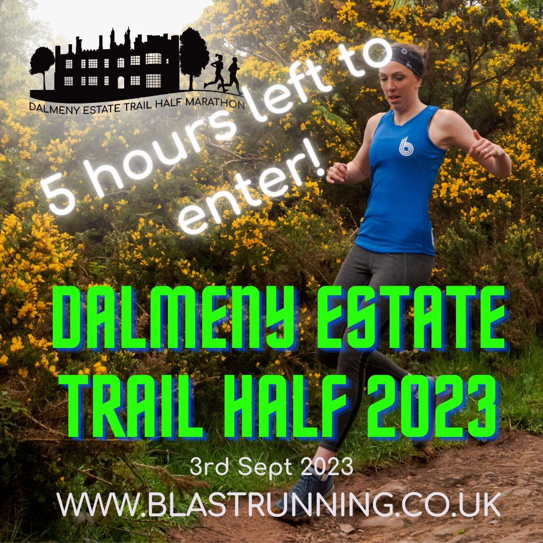 Snap up one of the last few remaining places for the Dalmeny Estate Trail Half Marathon. Use the code FLASH20 for a 20% discount on your entry before entries close on Monday 28th at 11pm. More event details can be found at blastrunning.co.uk
