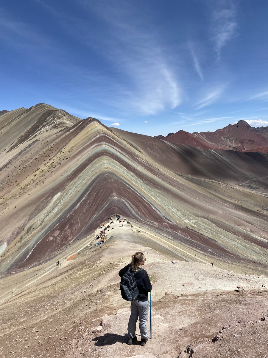 Clarageogteach1's tweet photo. Some of the highlights from travelling the last 11 months around the world - 

Country 1) Peru - completing the 4 day Inca Trail hike to Machu Picchu along with hiking Rainbow Mountain and quad biking in the sand dunes of Huacachina 🥾🇵🇪 https://t.co/bMZNr7XeM2