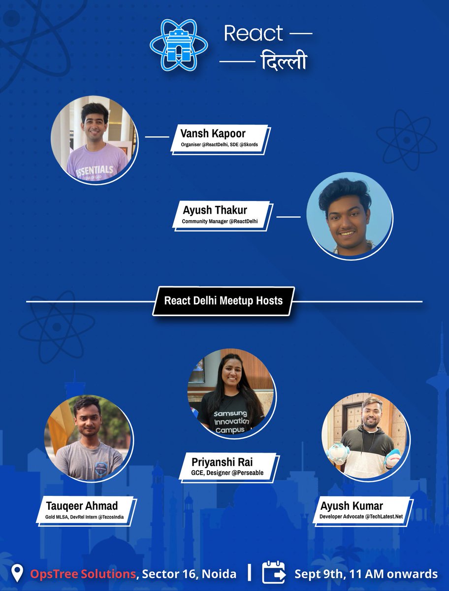 Meet our team and hosts! 🚀⚛

Meetup Group Link: meetup.com/react-delhi-nc…
Event Link: meetup.com/react-delhi-nc…

#ReactDelhiNCR #TechMeetup #ReactJS #FrontEndDevelopment #GitHub #Networking #DelhiEvents