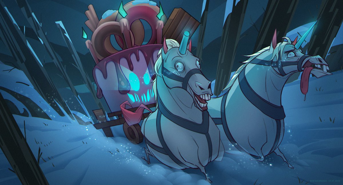 Emoji fusion challenge week 2👻🦄🎂
artstation.com/artwork/bld3lg
#conceptart #illustration #winter #characterdesign #digitalpainting #unicorn #cake #forest #landscape #digitalart