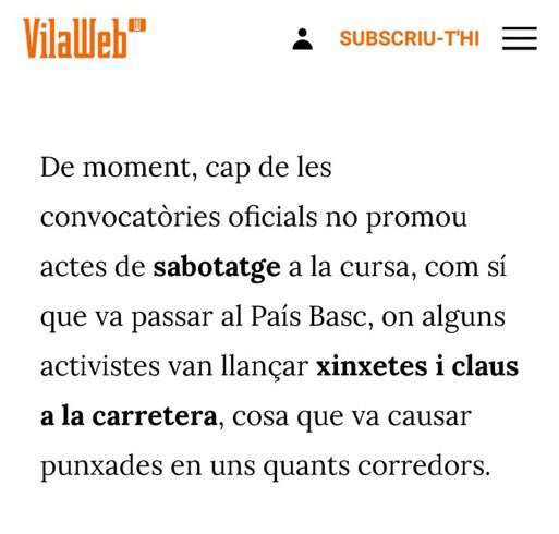 Casfetera's tweet image. Decidme que este artículo de Vilaweb del martes 22 no parece estar sugiriendo cómo sabotear la Vuelta.
vilaweb.cat/noticies/anc-c…