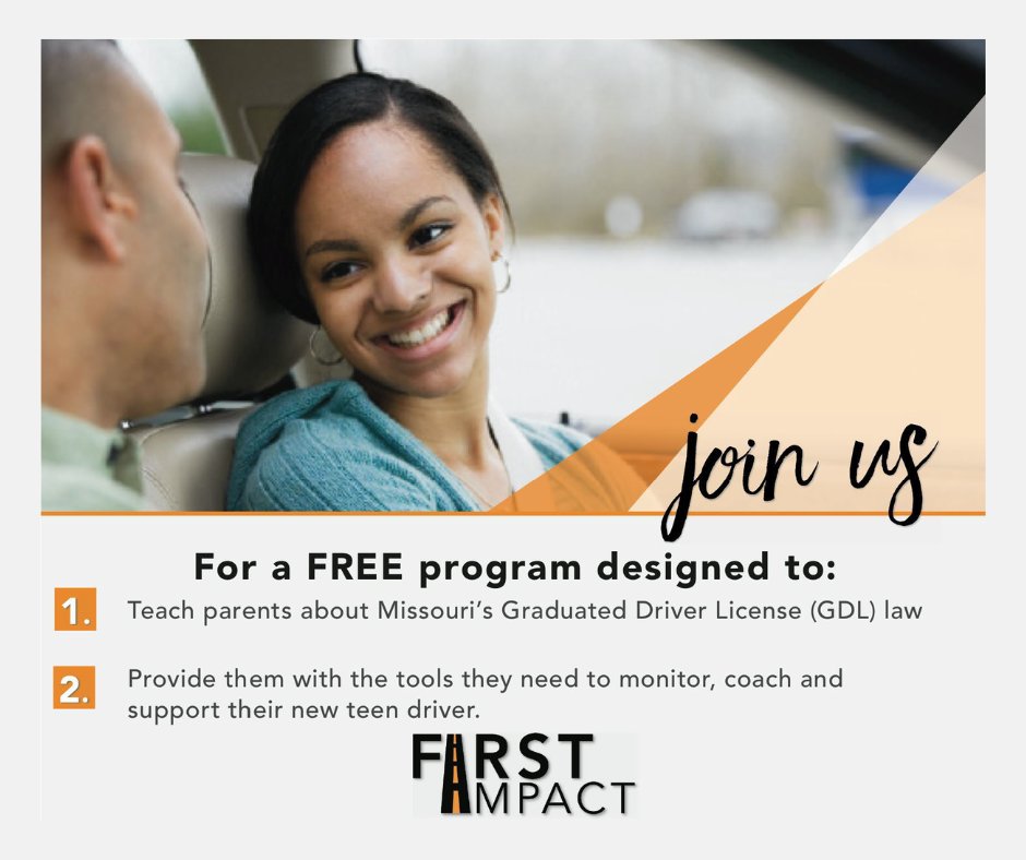 Keep our roads and families safe! First Impact is offering a free 90-minute, evidence-based traffic safety program on Saturday, Sept. 16 at 10 a.m.  <a href="/StChLibrary/">St. Charles City-County Library</a> Kisker Road branch that educates parents about Missouri’s Graduated Driver License law. signupgenius.com/go/10C0D4EA5A9…