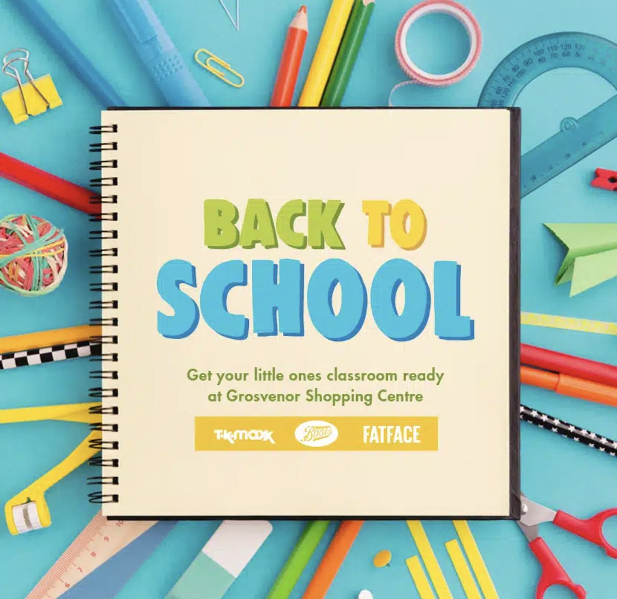 GrosvenorMacc's tweet photo. There’s still time to get your little ones back-to-school ready! With stores such as @TKMaxx_UK, @BootsUK and @FatFace you’ll find everything you need at The Grosvenor! 👏💫 https://t.co/7WzY3SDsR7