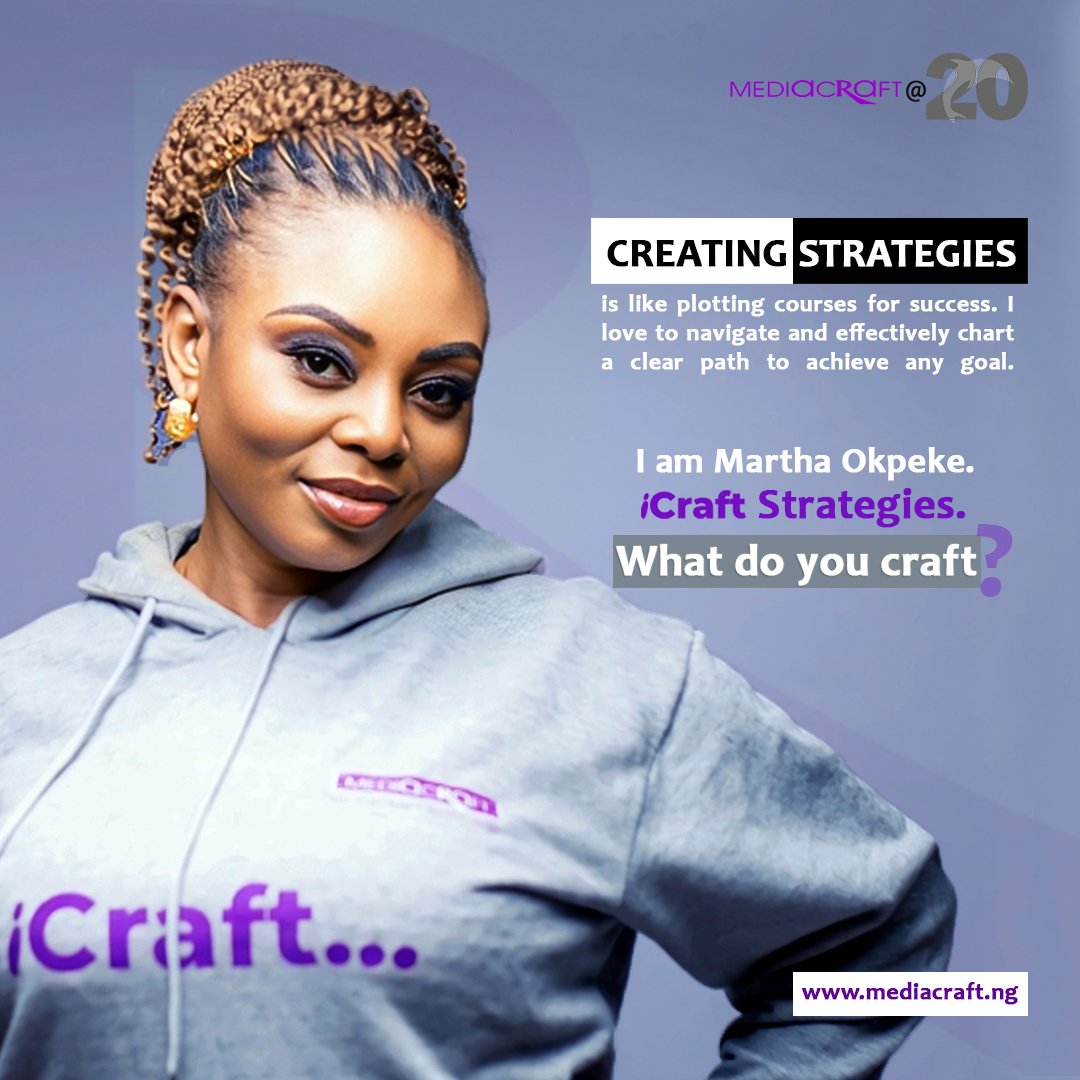 originalmatito's tweet photo. Creating strategies is like plotting courses for success. I love to navigate and effectively chart a clear path to achieve any goal. I am Martha Okpeke. #iCraft Strategies.

What do you Craft?!

#Mediacraft@20 https://t.co/9LACvvHQFh