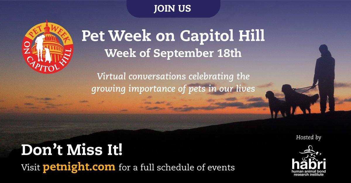 It’s almost time for Pet Week on Capitol Hill! HABRI is excited to host Pet Week, a series of virtual conversations happening Sept 18 – 22, & deliver the message to our elected representatives that pets are important for our health & wellbeing. Learn more: petnight.com