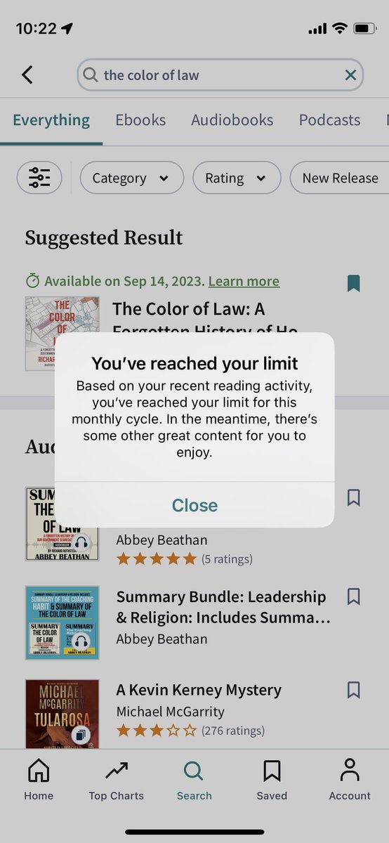 ChandaGlover's tweet photo. Just so everyone knows that @Scribd is NOT unlimited. https://t.co/ZLdG83G8j3