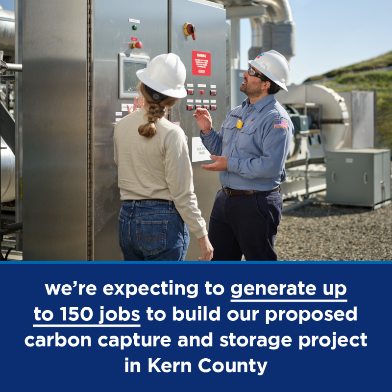 Chevron's tweet photo. The proposed Eastridge project will help enable energy progress with carbon capture and storage and create job opportunities.