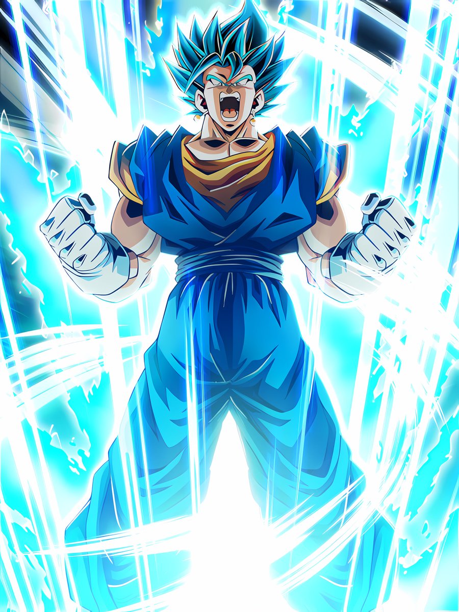 I wanted this upscaled so badly, but nobody upscaled it, probably due to the fact that the orginal asset is not good. So I got @ChannelVmn version and fixed it just like Thanos would do lol. I also added a tuft of hair, I think it looks better! #vegito #dokkanbattle #WWDC23