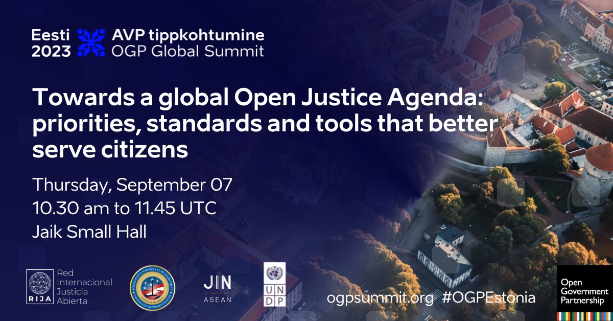 Nos alegra ser parte de #OGPEstonia con el panel: "Hacia una agenda global de Justicia Abierta: prioridades, estándares y herramientas" junto a <a href="/UNDPJINASEAN/">UNDP JIN ASEAN</a>.

Una oportunidad para avanzar hacia una #JusticiaAbierta, transparente y centrada en las personas. 

🧵👇