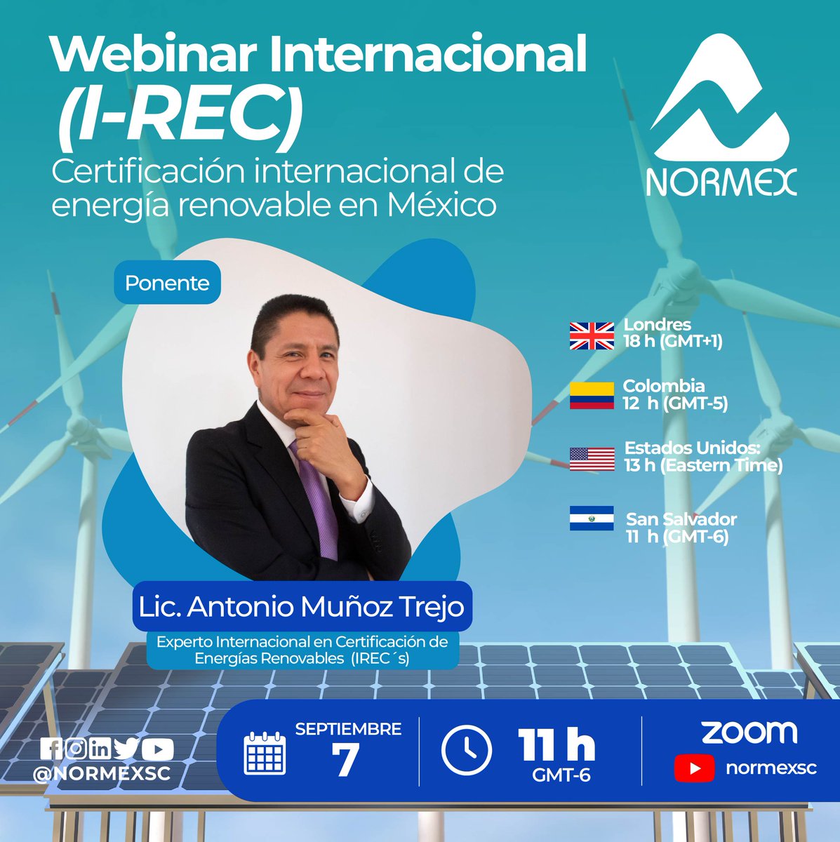 NORMEXsc's tweet photo. ¡Conoce el alcance y beneficios de la certificación que está revolucionando e impulsando la sostenibilidad energética a nivel global!
Registro 📷 https://t.co/QmbDHxqDK5
#Energíarenovable #IREC #IRECSTANDARD #Ecofriendly #NORMEX https://t.co/AOvKkC7BuF