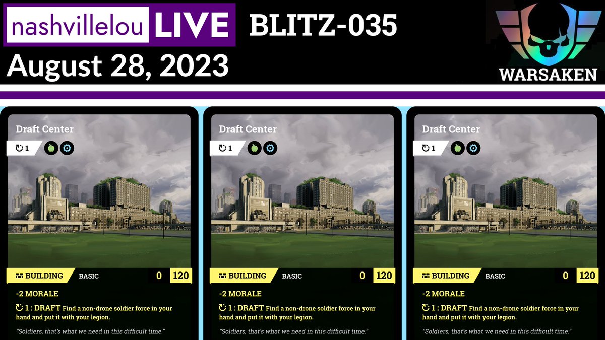 Join me live for Warsaken Blitz at the top of the hour on NashvilleLou Live on #Twitch! 

Live PvP competition, prizes, giveaways, and maybe a few more Streamers vs. Legion challenges. 

See you then. #DraftCenter 

twitch.tv/nashvillelou