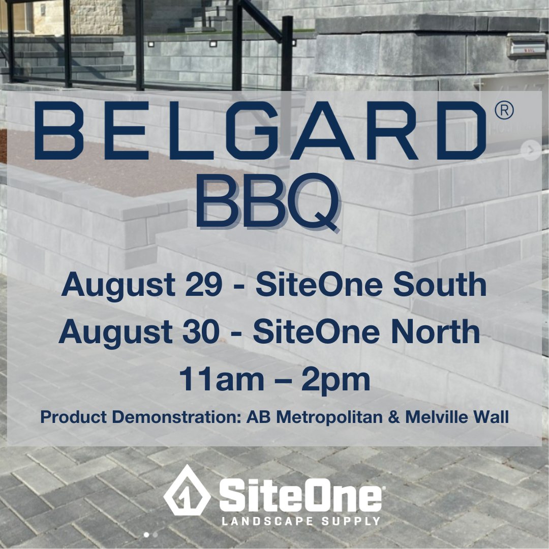 Calgary, don't miss out on Belgard BBQ this week at <a href="/SiteOneCanada/">SiteOne Landscape Supply Canada</a> !

SiteOne South - Tuesday, August 29th 
SiteOne North - Wednesday, August 30th 
Time: 11 am - 2 pm

See you there!

#YYC #BelgardDemoDay #SiteOne #YYCLandscaper #CalgaryLandscape