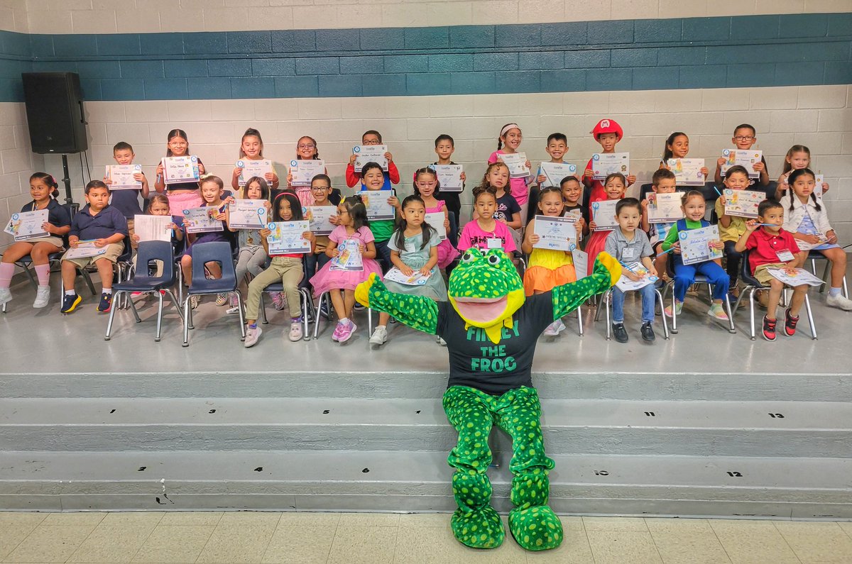 Let the 2024 school year begin. If you all did not know <a href="/bigfrogelpaso/">Team Big Frog</a>, we have an awesome mascot named Finley the frog, and I love taking him to schools when they are celebrating scholars' achievements. Thank you, @MCooper_ES, for always interesting us to your STAAR ceremonies.