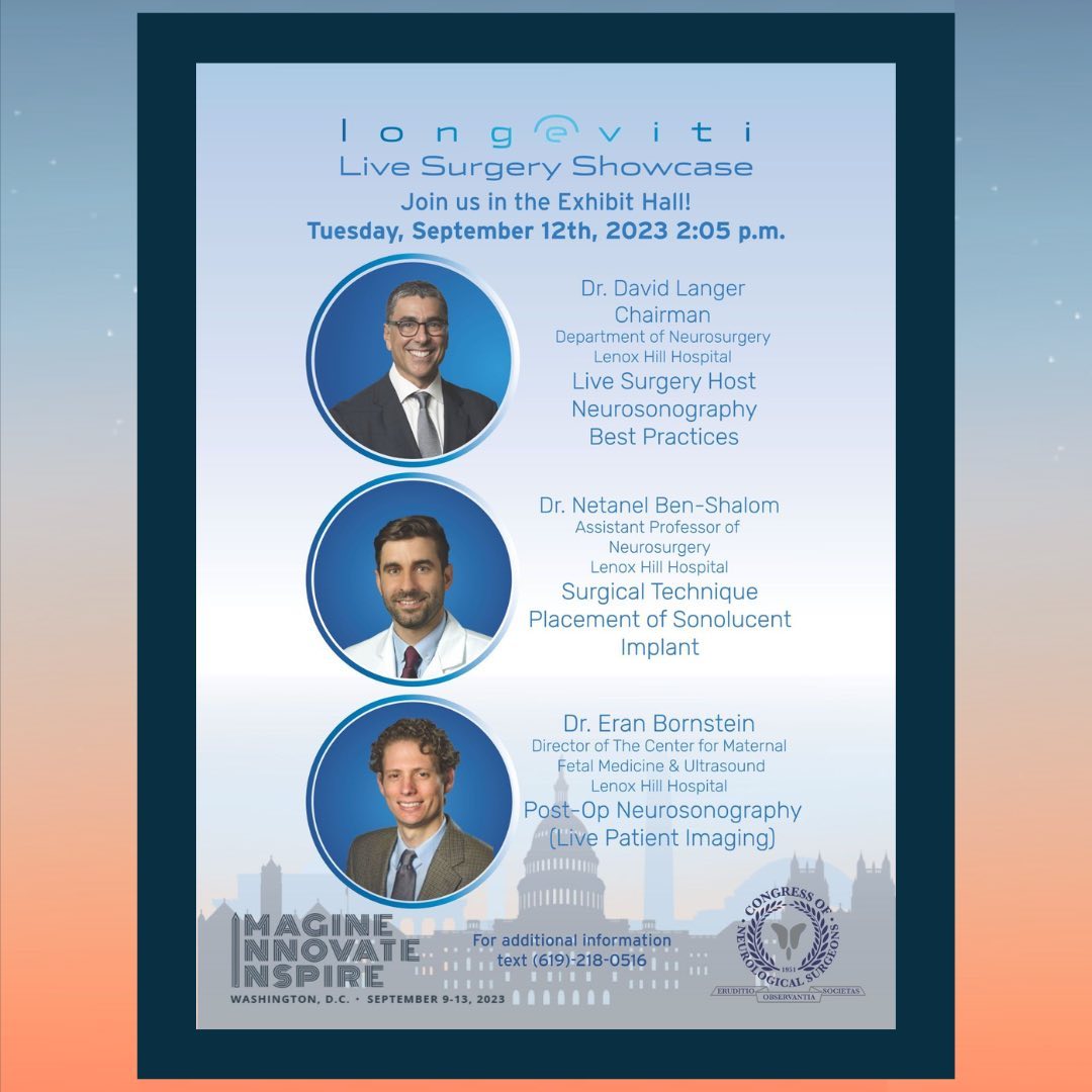 Lenox Hill Neurosurgery (@lenoxneurosurg) on Twitter photo We are thrilled to share that <a href="/drdavidlanger/">Dr. David Langer</a> will be moderating a surgery performed by Dr. Netanel Ben-Shalom for <a href="/longeviti/">Longeviti Neuro Solutions</a>'s first Live Surgery Showcase at this year's <a href="/CNS_Update/">CNS</a>. Following the procedure, Dr. Eran Bornstein, Director of The Center for Maternal Medicine and We are thrilled to share that <a href="/drdavidlanger/">Dr. David Langer</a> will be moderating a surgery performed by Dr. Netanel Ben-Shalom for <a href="/longeviti/">Longeviti Neuro Solutions</a>'s first Live Surgery Showcase at this year's <a href="/CNS_Update/">CNS</a>. Following the procedure, Dr. Eran Bornstein, Director of The Center for Maternal Medicine and