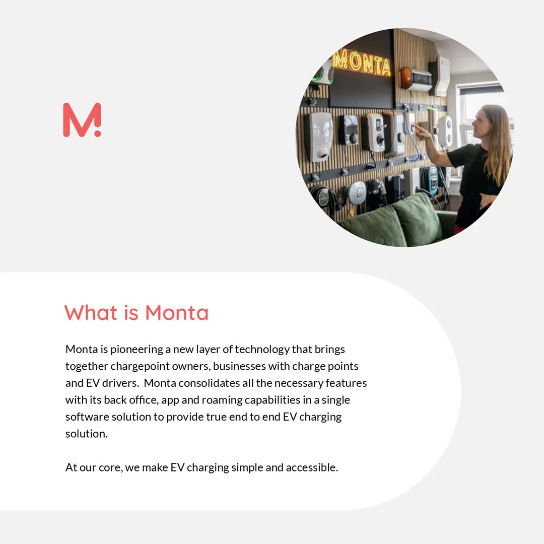 ezycharge_ltd's tweet image. What is Monta?

Monta is pioneering a new layer of technology that brings together chargepoint owners, businesses with charge points and EV drivers. Monta consolidates all the necessary features with its back office, app and roaming capabilities.

#monta #EVchargingsolution