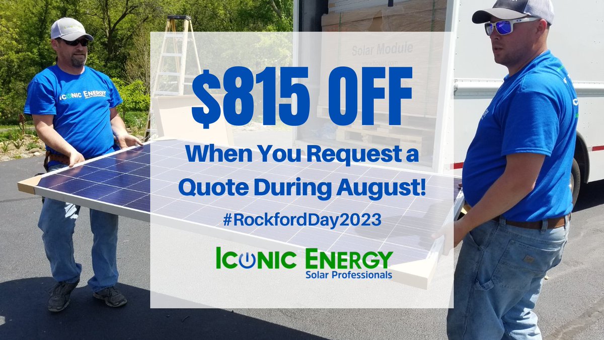 Save $815 off solar - limited time only! 😎

In honor of #RockfordDay2023, we are offering our customers $815 off their solar installation when they request a quote in August. 🤑

Have you been considering making the switch to solar? There are only a few days left to save!