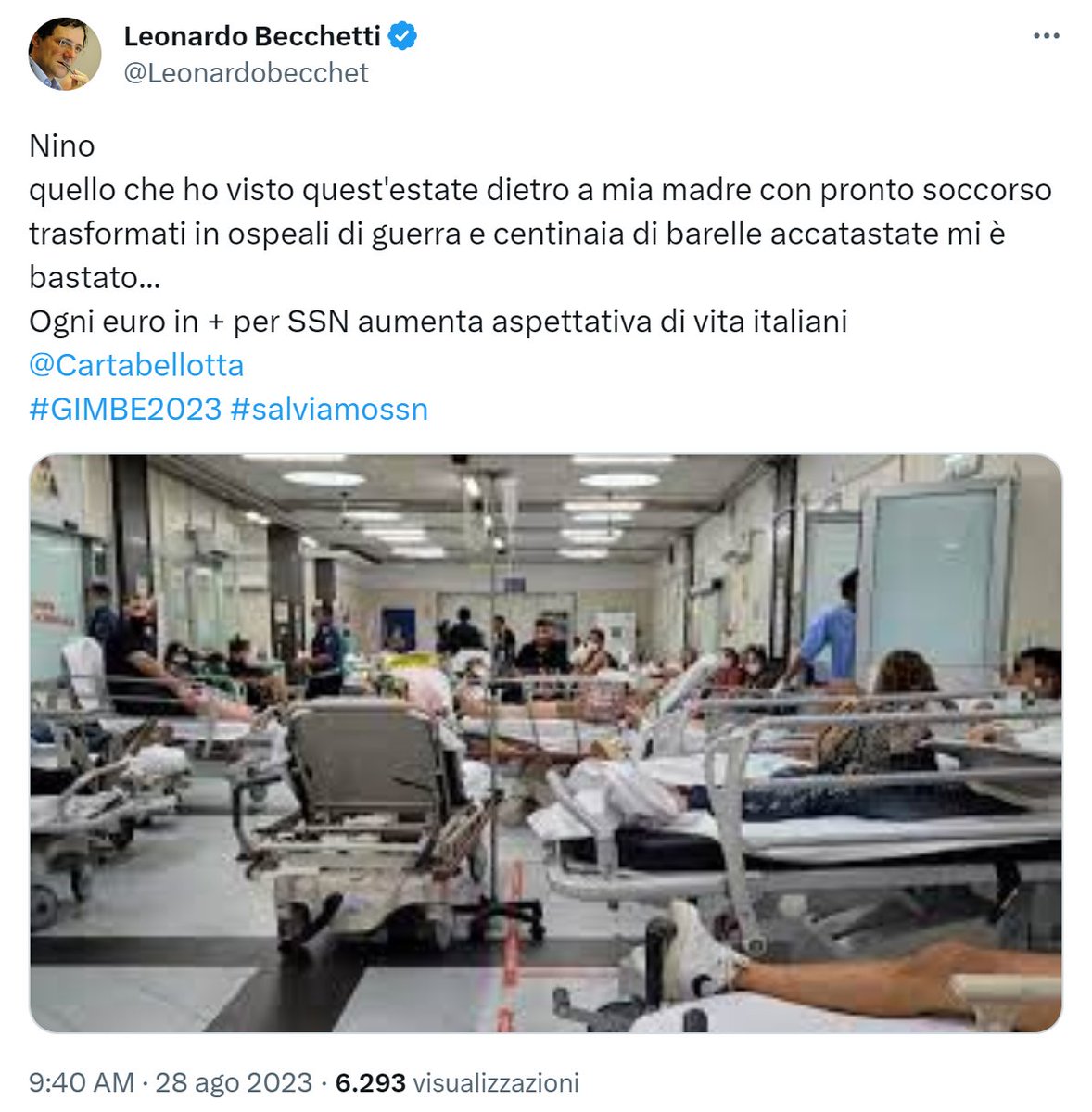 Grazie per la testimonianza @Leonardobecchet Purtroppo tutti i Governi degli ultimi 20 anni hanno considerato la spesa sanitaria sempre come un costo e mai come un investimento,. E l'hanno usata come bancomat #SalviamoSSN