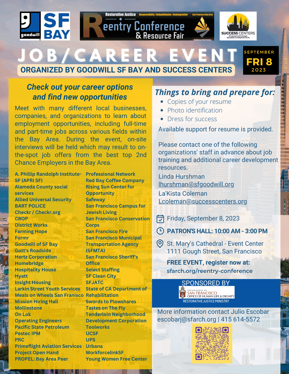 JobsForVets's tweet photo. Join us at the Reentry Conference Career Event on Friday, September 8th in San Francisco! 📅 Explore exciting opportunities, connect with top employers, and take your next steps with confidence. Don't miss out on this chance to redefine your journey. #reentryconference https://t.co/L5ym40IMA7