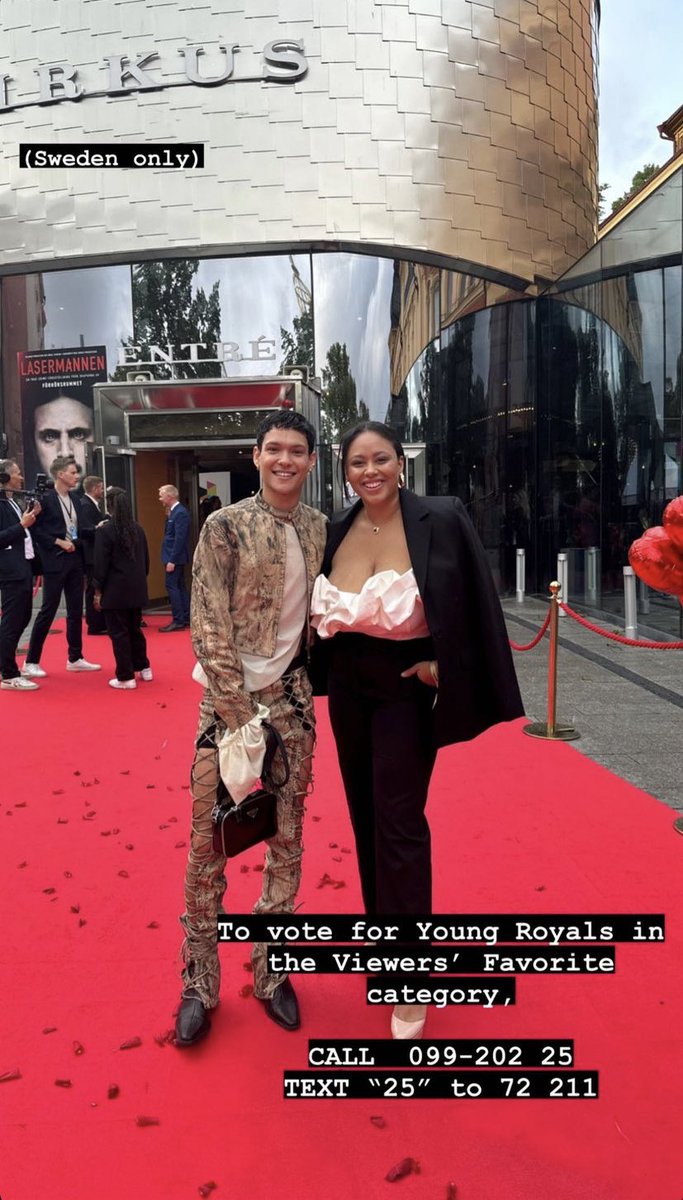YoungRoyalsHisp's tweet photo. Omar y Nikita durante la red carpet de los premios Kristallen 2023 via Instagram stories (netflixnordic)
28.08.23 https://t.co/gyx9Uq4VKh