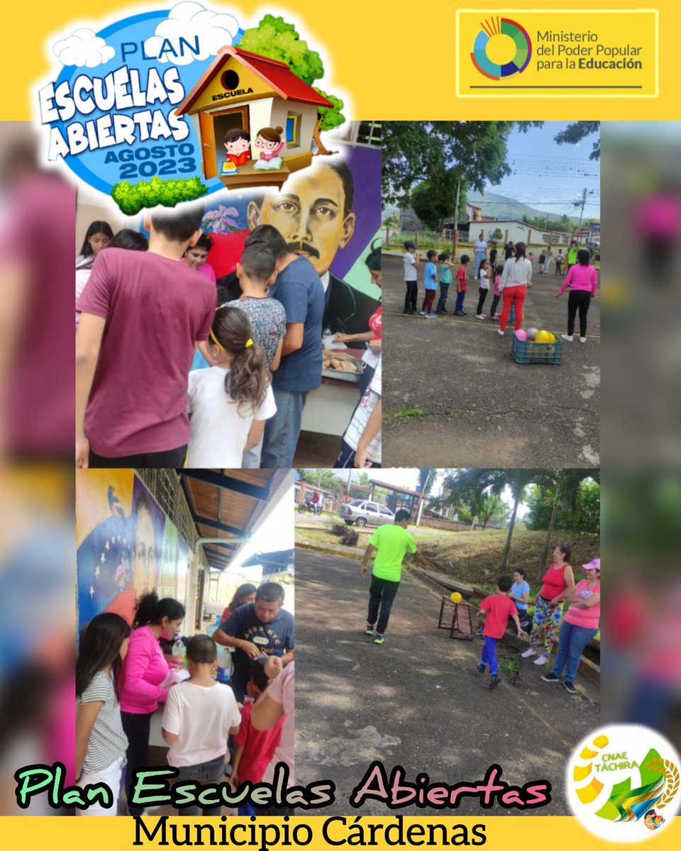 CnaeTachira's tweet photo. @CnaeTachira Municipio Cárdenas cumpliendo de manera excepcional con el Plan Escuelas Abiertas Agosto 2023🤾‍♂️⛹️‍♀️🕺
@NicolasMaduro 
@FreddyBernal 
@_LaAvanzadora 
@MPPEDUCACION 
@cdcetachira
@Berzabethg1 https://t.co/GfeNr2Xelv