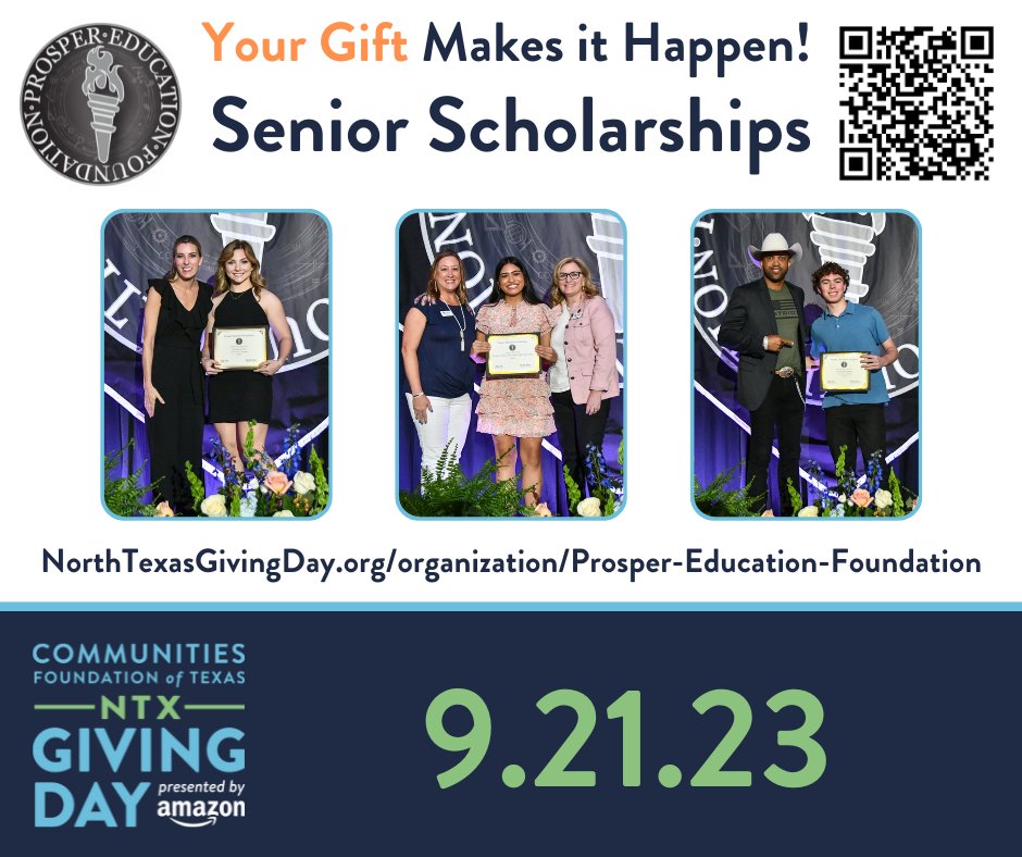 Tomorrow is the day to give! Give with purpose. Give to senior scholarships to allow Prosper ISD students to continue their education! #NTXgivingday #ProsperISD #NTXGivingDay2023 #ProsperGives