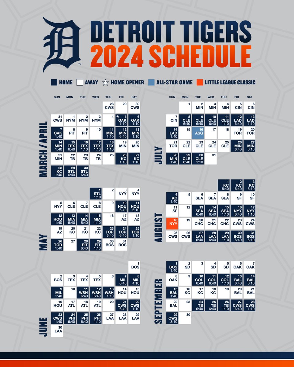 Detroit Tigers on X: We've announced our home game times for the