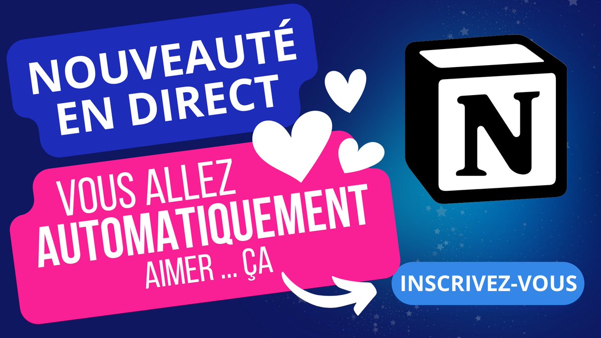 kreacity's tweet image. Curieuse, curieux de connaître les dernières nouveautés de Notion? 🤔 Nous avons une super annonce à partager! Inscrivez-vous à notre webinaire gratuit et soyez parmi les premiers initiés. ➡️ krea.li/230830 #NotionUpdate