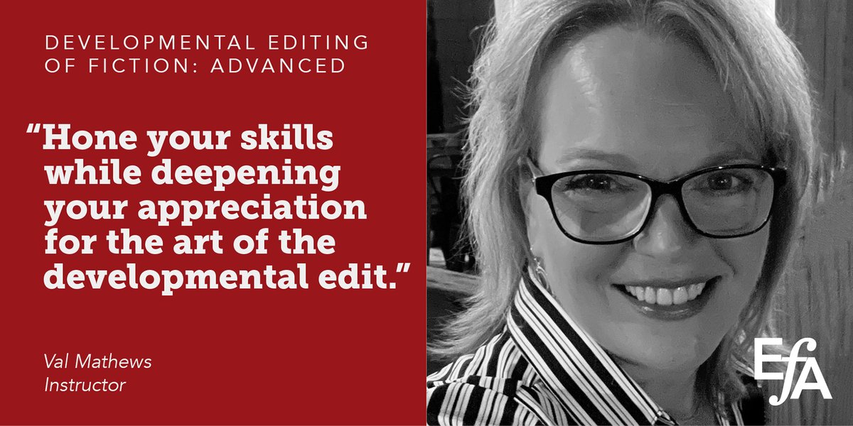 🚨LAST CALL!🚨 Developmental editors are detectives and solution finders. Gain a deeper understanding of the craft of fiction, the art of the developmental edit, and the skills needed to make a difference for your clients! CLASS CLOSES 9/4 To register: the-efa.online/adv-DE-fa23