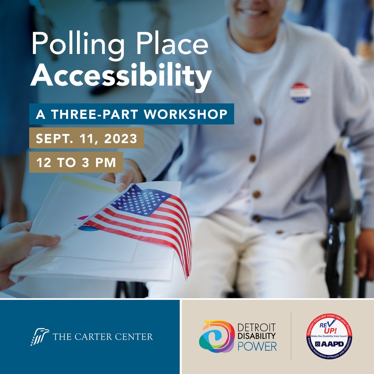 Join disability advocates and election officials for an online workshop on Sept. 11 on how to make polling places accessible to all voters. American Sign Language interpretation and live captioning will be provided. Register here: bit.ly/47SV5rW

<a href="/DisabilityPower/">Detroit Disability Power</a> <a href="/AAPD/">AAPD</a>