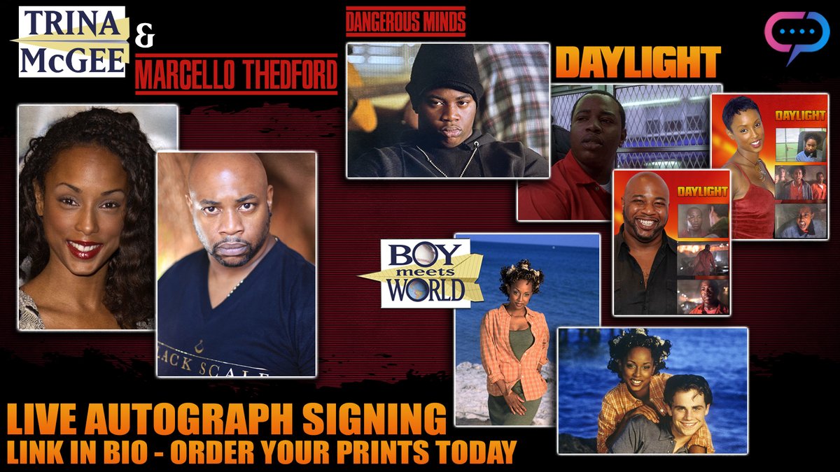 StreamilyLive's tweet photo. The amazing Trina McGee and Marcello Thedford will be signing LIVE on September 6th!!!
Order your prints today at:
https://t.co/gL0lb0yL7a
https://t.co/YlCqGfVJPg
#BoyMeetsWorld #Daylight #SinsofTheGuilty #DangerousMinds #CrimsonTide #Volcano https://t.co/zgjUOhOwur