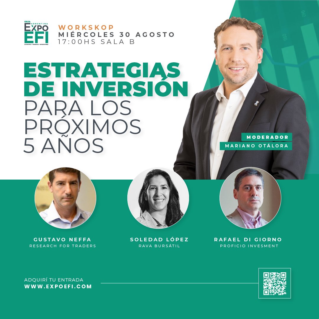 quehacemospesos's tweet photo. #30AGO #17HS 🔴 Los invitamos a participar del #Workshop de @quehacemospesos sobre estrategias de inversión en @ExpoEFI
-
🗣️@gneffa @solelopez_rava @rafaeldigiorno
-
#codigo #sincargo 👉 efi2023-emp-mg76
Adquirí tu entrada vía https://t.co/eAlm6KEcll https://t.co/H5n81CaTfe