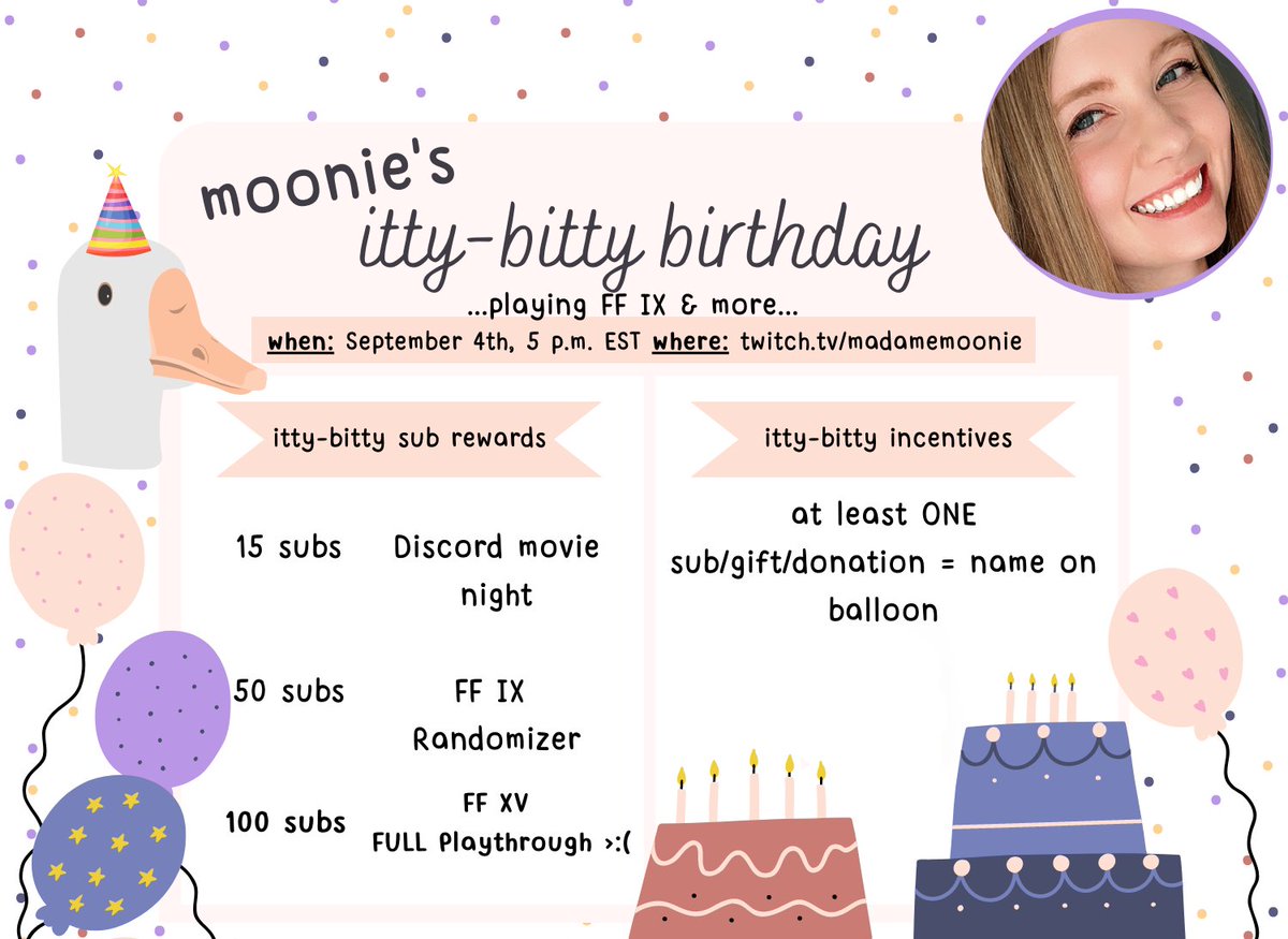 My birthday is on September 5th🎉and I want to do a small stream with friends to celebrate! It's going to be a casual celebration on September 4th at 5 p.m. EST! 🩷I hope to see you there! xx