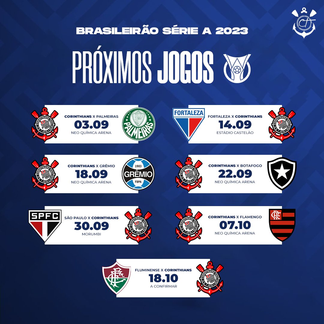 Próximos jogos do Corinthians