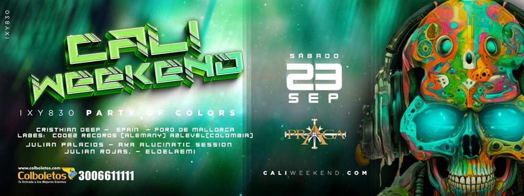 Cali_Weekend's tweet image. Psychedelic Adventure.

🗓️ sábado 2⃣ 3⃣ Septiembre 2023

Llega a Colombia el CALIWEEKEND EVENTO MULTICOLOR, 

Oficial Website: caliweekend.com

Compra tu boleta Colboletos :
colboletos.com/event/party-of…