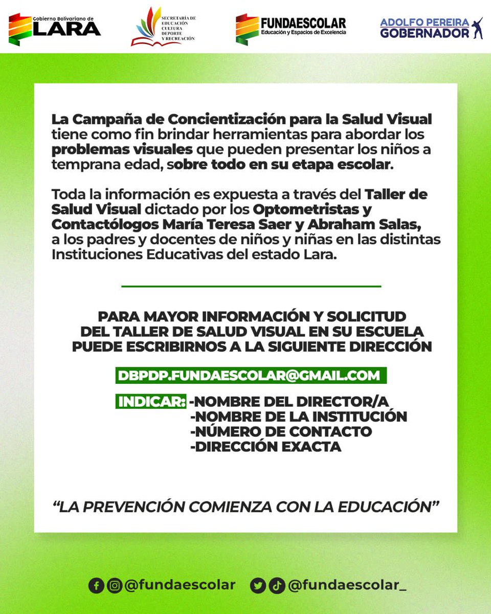 #28Ago La prevención comienza con la educación.

@Fundaescolar_ 
@Educacionlara 

3/3
#ConéctateConMaduro