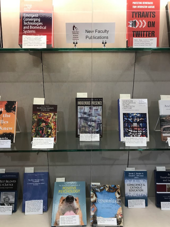 SCU_Library's tweet photo. If you missed the New Faculty Publications Reception back in March. You can view their scholastic achievements on the 3rd floor (across the elevators).  Congratulations to our talented faculty! https://t.co/Q8JXPoel4k