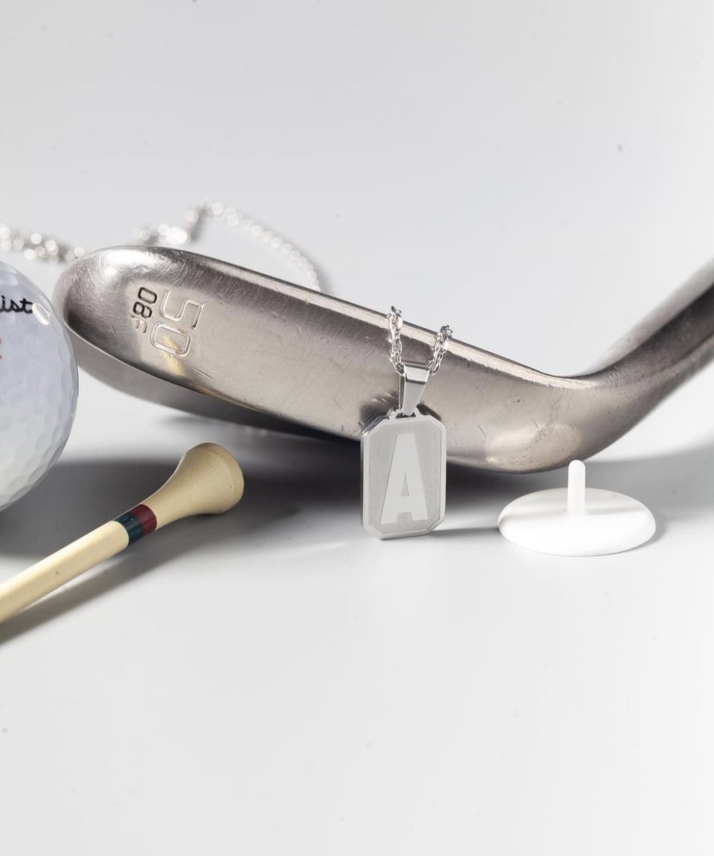 Letter pendants from FlowX! #letterpendants #golf #golftee #A #golfball #ballmarker #golfcubs #flowxjewelry #PGATour #golfer