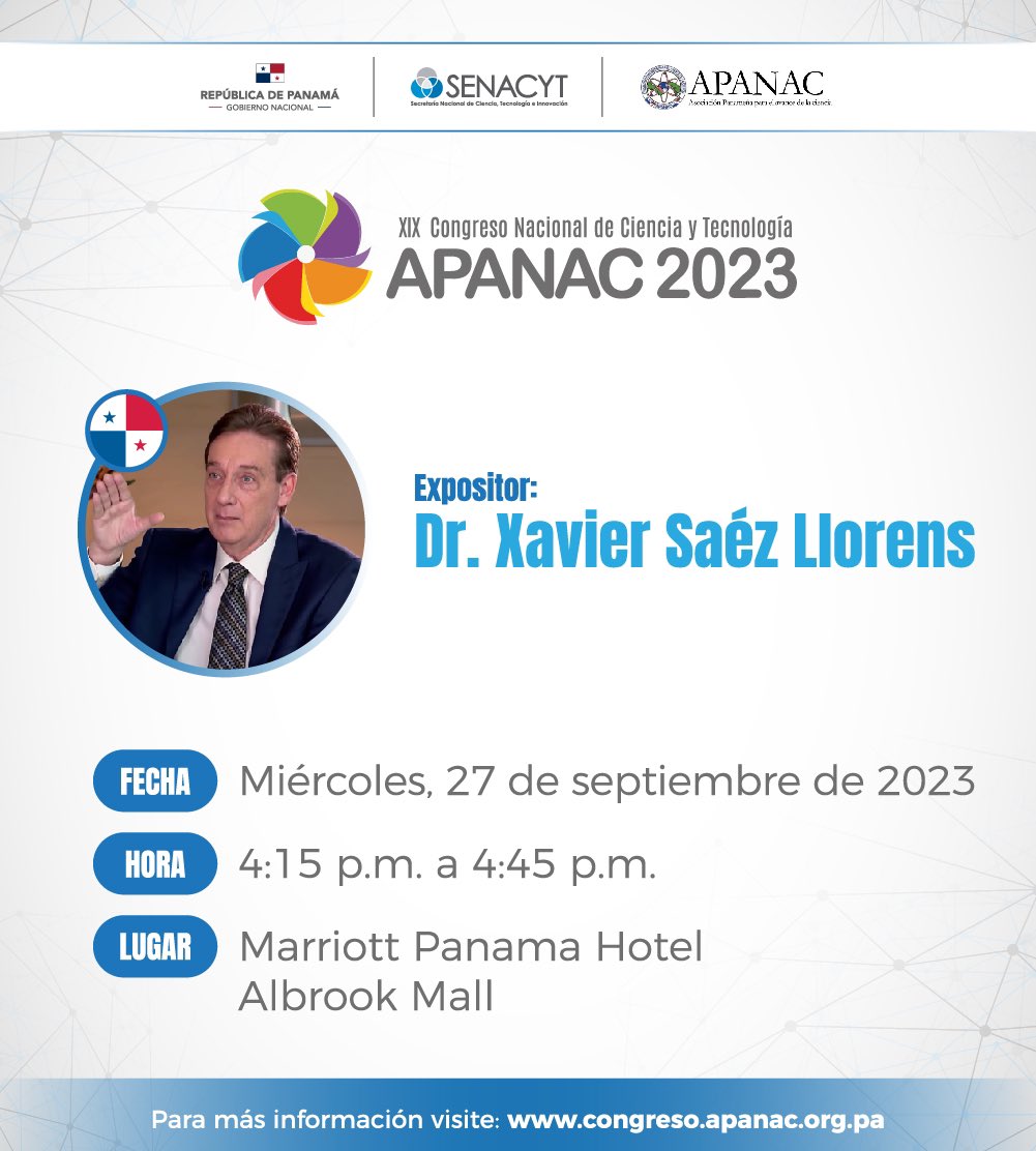 CongresoApanac's tweet photo. 🚨Conoce a los expositores invitados al XIX Congreso Nacional de Ciencia y Tecnología APANAC 2023.

No te lo puedes perder, inscríbete en nuestra página web 👉https://t.co/nSRzjlSpWf 

✅Aún nos quedan 100 becas disponibles para estudiantes de pregrado.

#CongresoApanac2023 https://t.co/Kj2dhZ3DJC