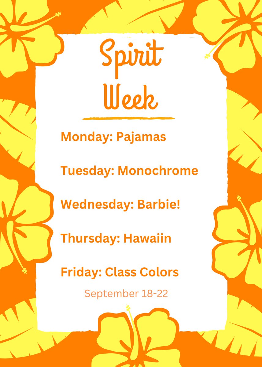 HOCO SPIRIT WEEK!! September 18-22!