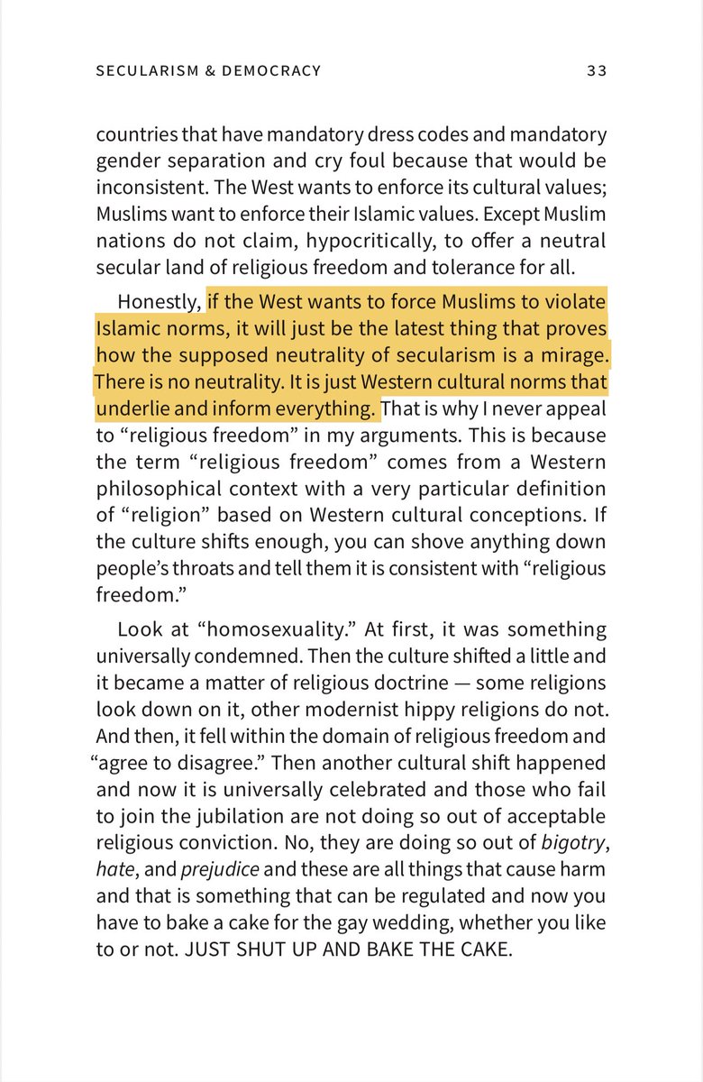 “..if the West wants to force Muslims to violate Islamic norms, it will just be the latest thing that proves how the supposed neutrality of secularism is a mirage. There is no neutrality. It is just Western cultural norms that underlie and inform everything.” @Haqiqatjou