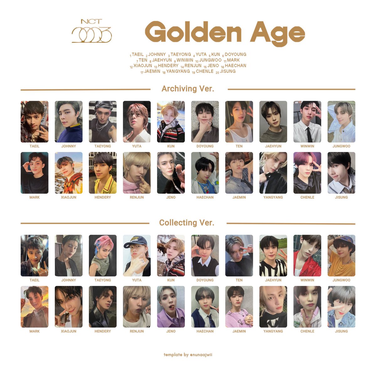 template photocard pc NCT【Golden Age - The 4th Album】Archiving