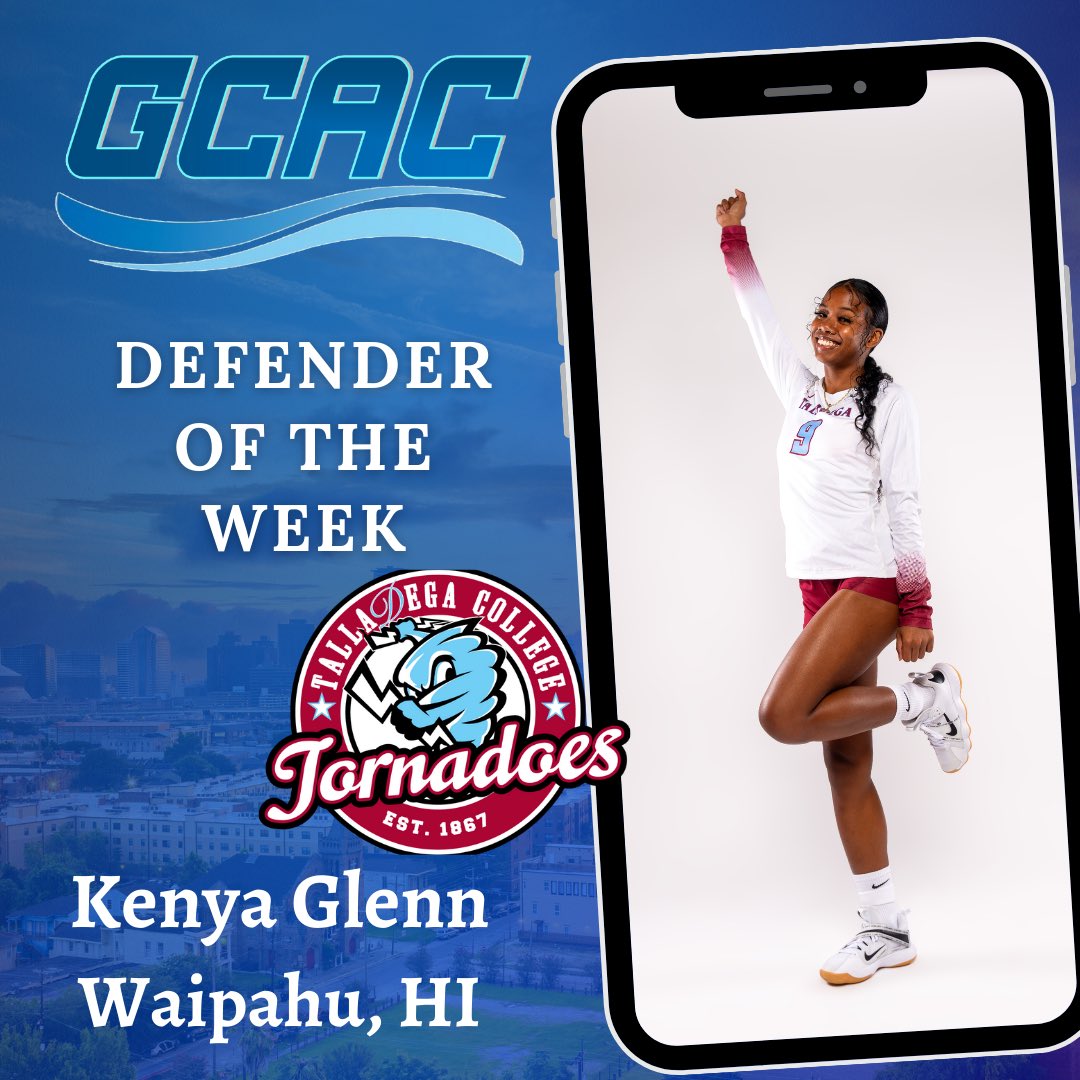HBCUAC's tweet photo. Congratulations to @DegaTornadoes Women's Volleyball Player Kenya Glenn on earning GCAC Defender of the Week honors!

Glenn amassed 80 digs in 16 sets last week, helping the Tornadoes to a 3-0 defeat over Philander Smith University. 
Congratulations! #GCACRising #OneGCAC https://t.co/LmqxYwWGgo