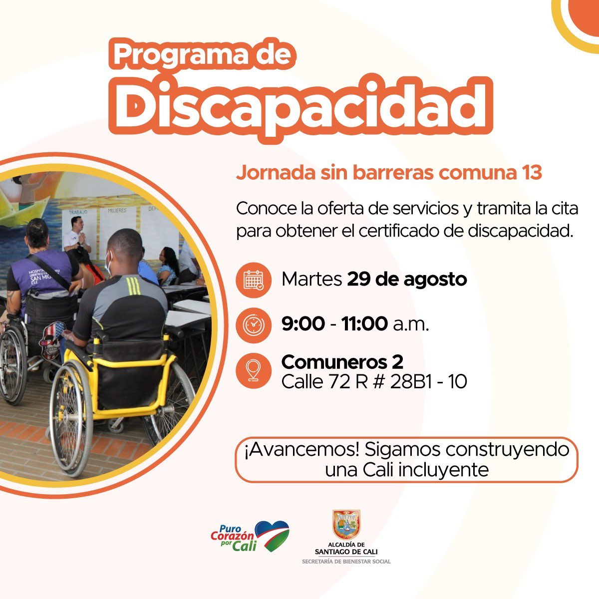 BienestarSociaI's tweet photo. 🔊👩🏻‍🦽Las personas con discapacidad y sus cuidadores se benefician de las diferentes estrategias que desarrollamos con el fin de garantizar su inclusión y el disfrute pleno de sus derechos.

👇Conoce algunos avances con esta población en los últimos días.

#BienestarSocialParaCali https://t.co/9ZBtBxf6kK